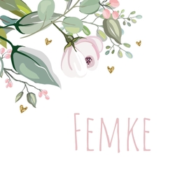 Communie Geschenkkaartje Femke   Bloemenkrans met gouden elementen Voorkant