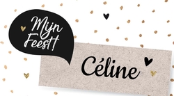 Communie Sticker Céline   Zwart spreekwolkje Voorkant