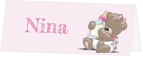 Lieve geboortekaartjes ontwerpen - kaart Schattige meisjesbeer met fles 11701513
