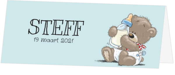 Sterren geboortekaartjes ontwerpen - kaart Schattige jongensbeer met fles 11701413