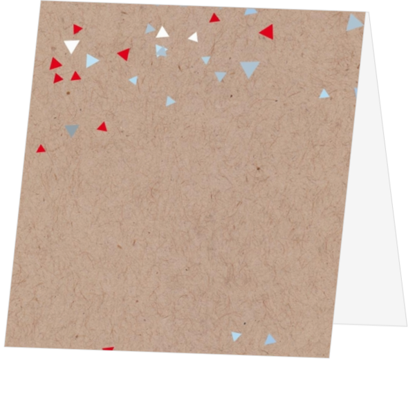 Feestelijke cummuniekaarten - Kraft-look tafelkaart met vrolijke confetti 157537