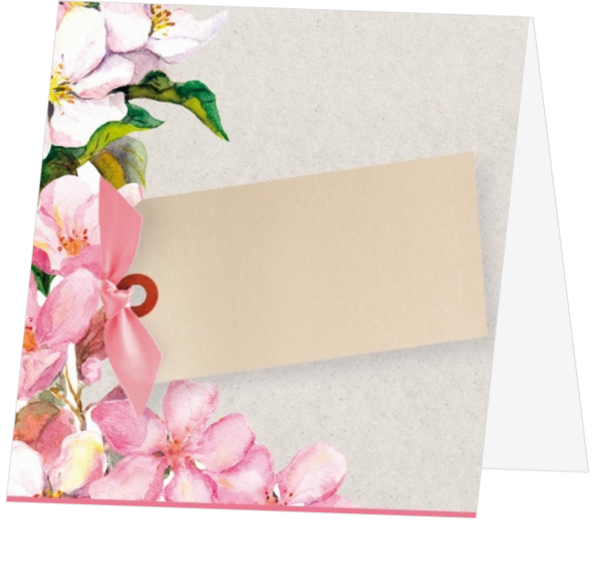 Communie tafelkaartje Lizy - Roze bloemen