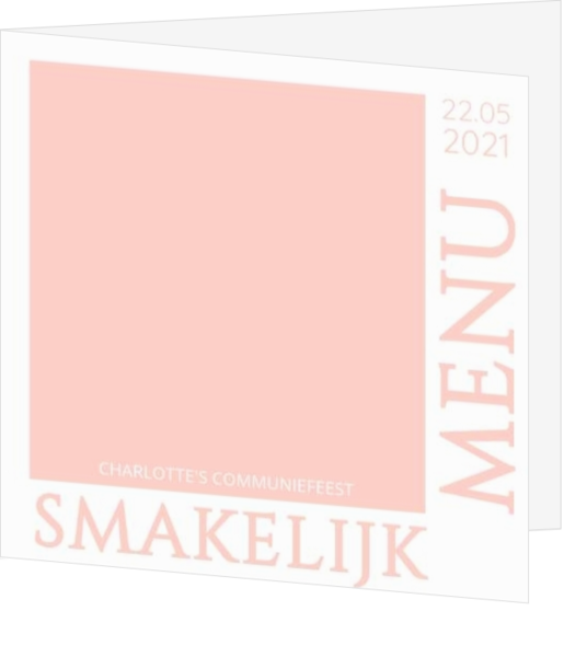 Communie menukaarten - Menukaart communie - roze typografie 164431BA