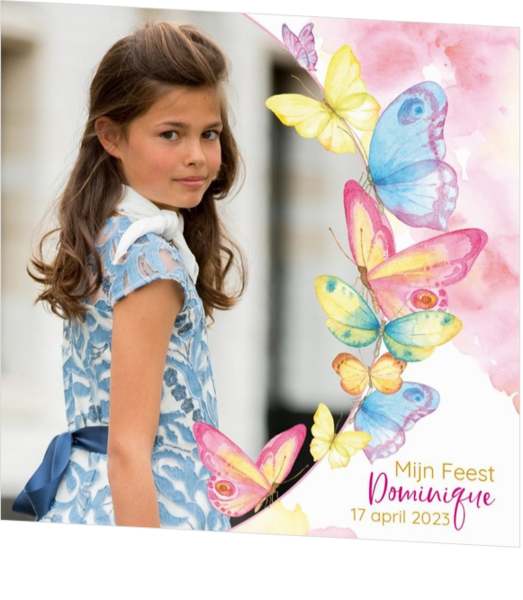 Communie Fotohouder Dominique - Kleurrijke vlinders
