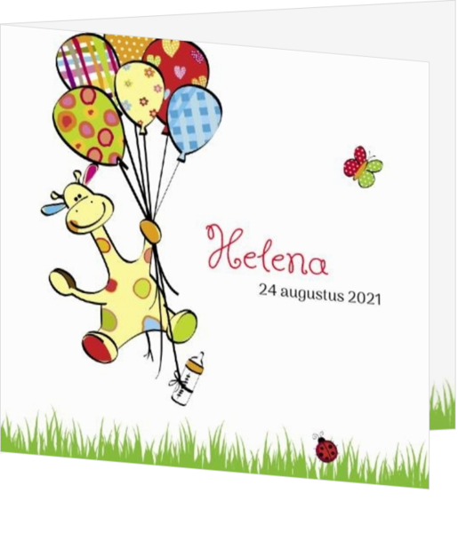 Geboortekaartjes met illustraties - kaart Giraffe met ballonnen 114128BA