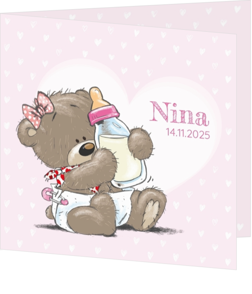 Nina - Schattige meisjesbeer met fles 