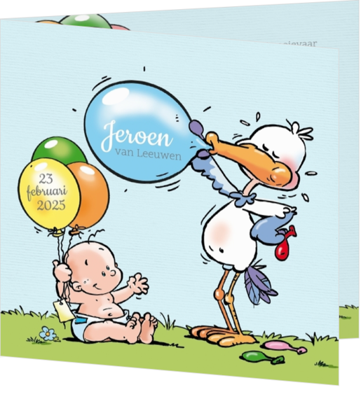 Geboortekaartjes met illustraties - kaart Gekleurde ballonnen 117030