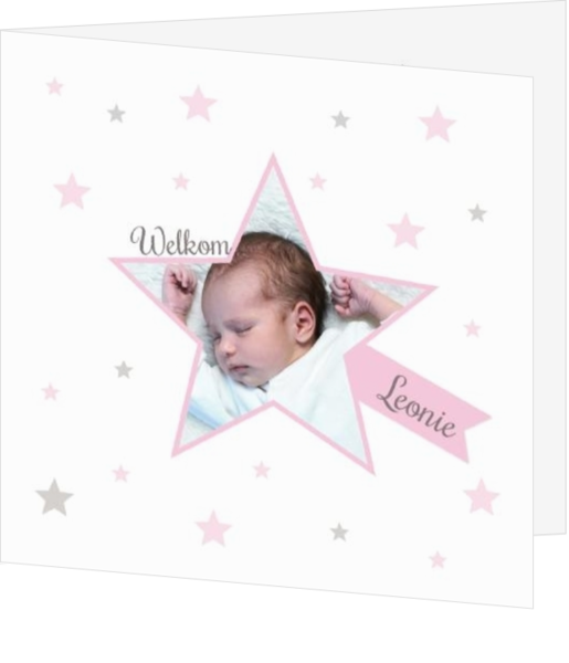 Sterren geboortekaartjes ontwerpen - kaart Stralende ster 317042B