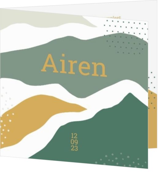 Geboortekaartje Airen - Abstracte bergen