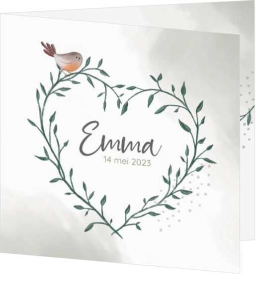 Geboortekaartje Emma - Hart van blaadjes