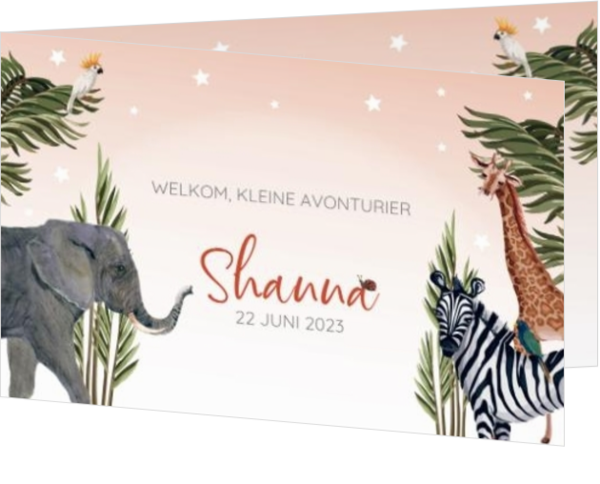 Geboortekaartje Shanna - Jungle dieren