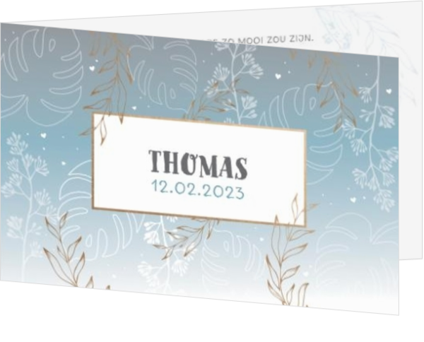 Geboortekaartje Thomas - Botanisch blauw