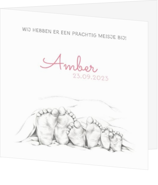 Geboortekaartje Amber - Schets voetjes