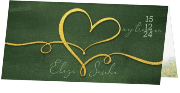 Huwelijkskaart - Kalligrafie hart