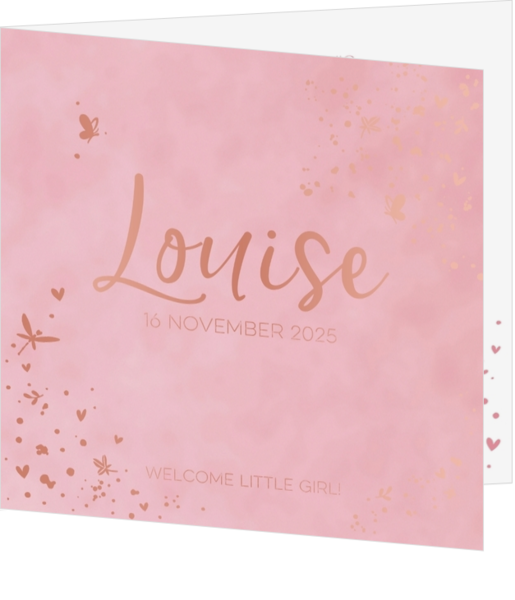 Louise - Luxe rosegoudfolie met vlindertjes