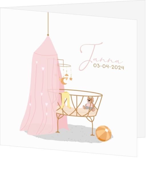 Roze gekleurde geboortekaartjes - kaart 221036-00