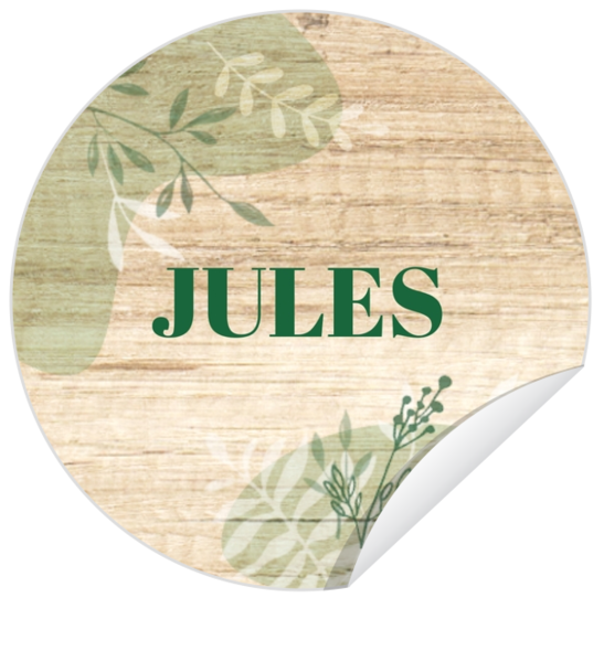 Communie Sticker Jules - Groen en Hout
