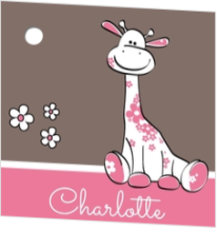 Geboortekaartjes met bloemen designs - kaart Roze giraffe 1140973