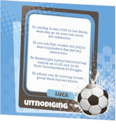 Hippe communiekaart ontwerpen - kaart Stoere uitnodiging voor de voetballiefhebber 154602BA