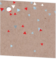 Geschenklabel voor communiefeest - Kraft-look geschenkkaartje met vrolijke confetti 157337