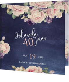 Jubileum - kaart Uitnodiging - Romantische bloemenpracht 186010NL