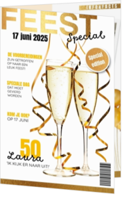 Uitnodigingen - kaart Uitnodiging - Feest special met champagne en slingers 186011NL