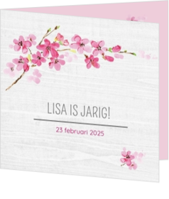 Verjaardag - kaart Uitnodiging - Roze bloementakje 184088BA