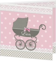 Klassieke geboortekaartjes - kaart Retro kinderwagen 114112BA