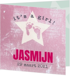 Stoer geboortekaartjes ontwerp - kaart It's a girl roze 114179BA