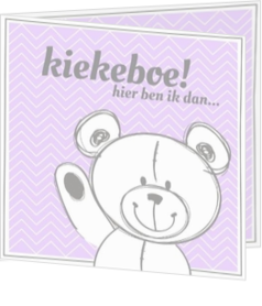 Neutrale geboortekaartjes ontwerpen - kaart Kiekeboe! Hier ben ik dan 114207BA
