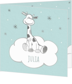Geboortekaartjes ontwerpen met wolkjes - kaart Girafje op een wolk 317040B