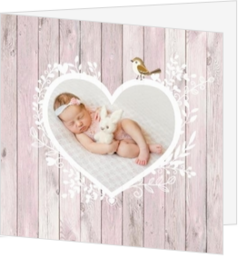 Roze gekleurde geboortekaartjes - kaart 211024-00