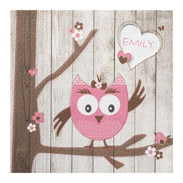 Emma - Uiltje roze met hartjes venster