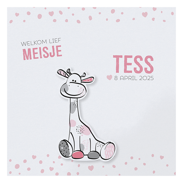 Geboortekaartje Tess - Drieluik met girafjes 