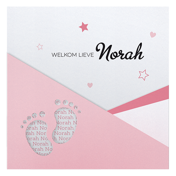 Geboortekaartje Norah - Hippe voetjes met sterren