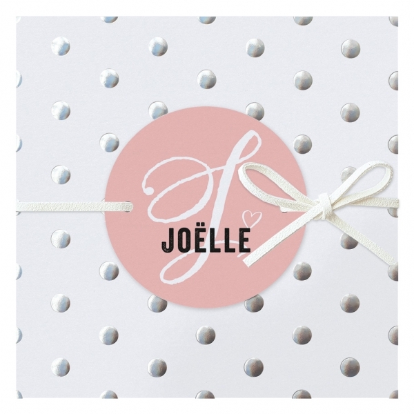 Geboortekaartje Joëlle - Zilveren stippen