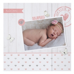 Roze gekleurde geboortekaartjes - kaart 718033