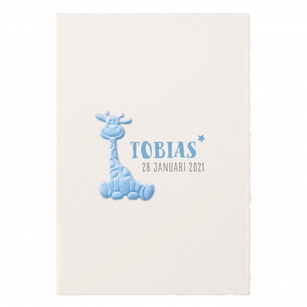 Tobias - Blauw girafje op Oud-Hollands papier