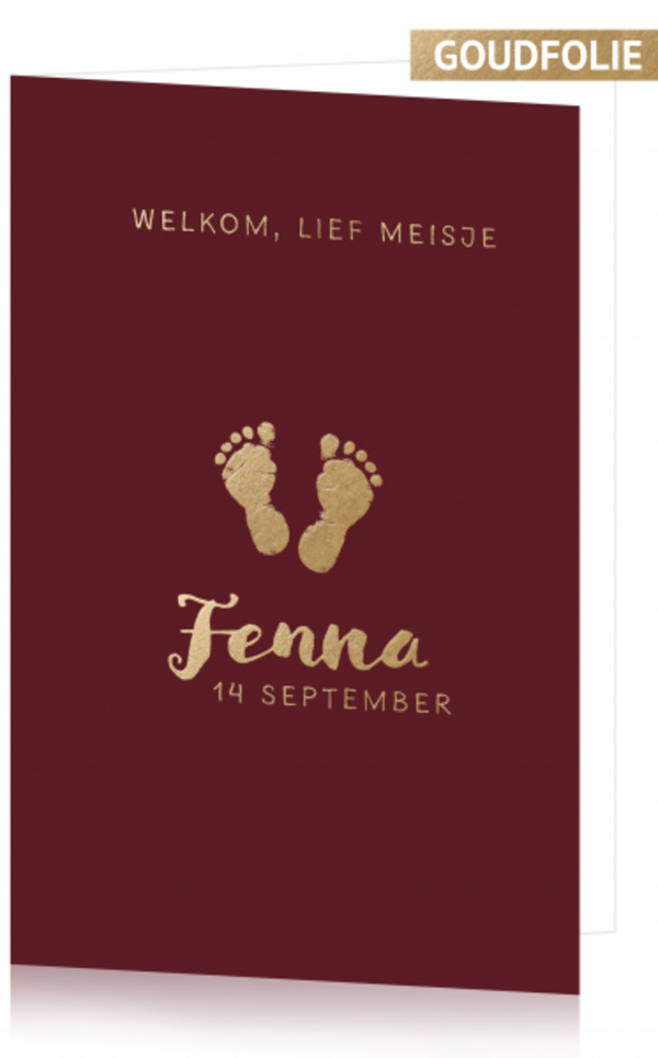 Geboortekaartje Fenna - Gouden voetjes