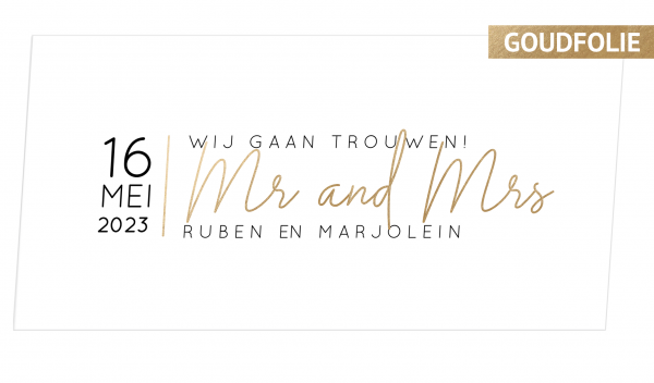 Huwelijkskaart - Gouden Mr & Mrs