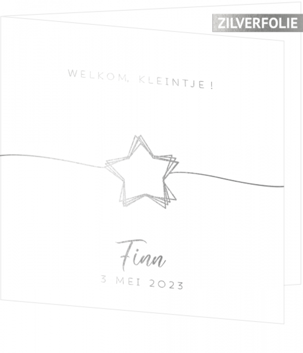 Geboortekaartjes met zilver, goud en rose folie - kaart 221005-00
