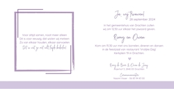 Huwelijkskaart   Lavendel kader Binnenkant